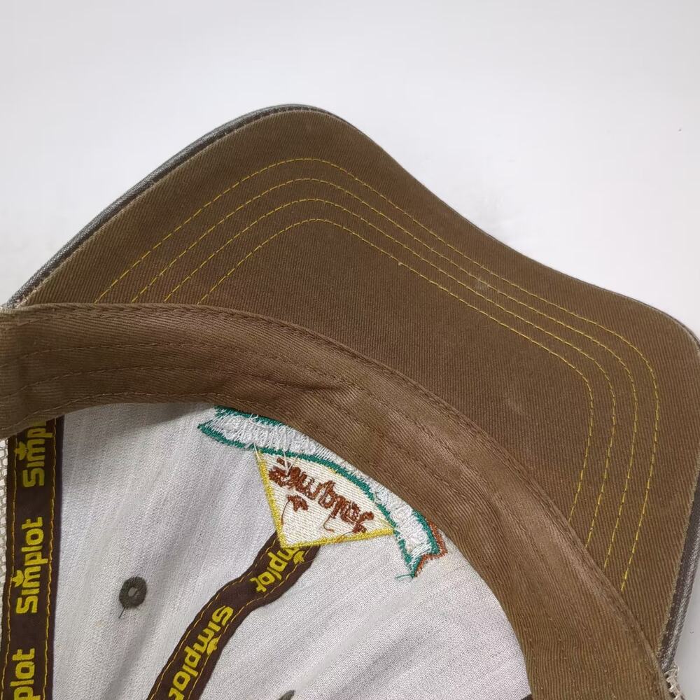 Simplot Baseball Cap Gray Beige One Size Embroidered Logo Mesh Back Strapback - Picture 8 of 9